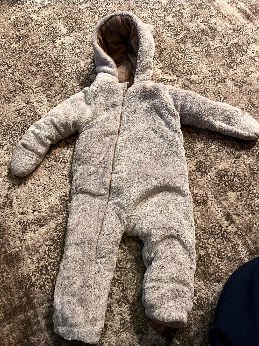 Koala Kids Plush Hooded One-Piece warm suit in Light Gray